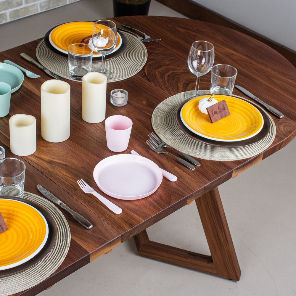 Oval Extendable Dining Table, Small Kitchen Table, Walnut Kitchen Dining Table, Racetrack Oval Dining Extension Table, Expandable Oval Table - Image 6