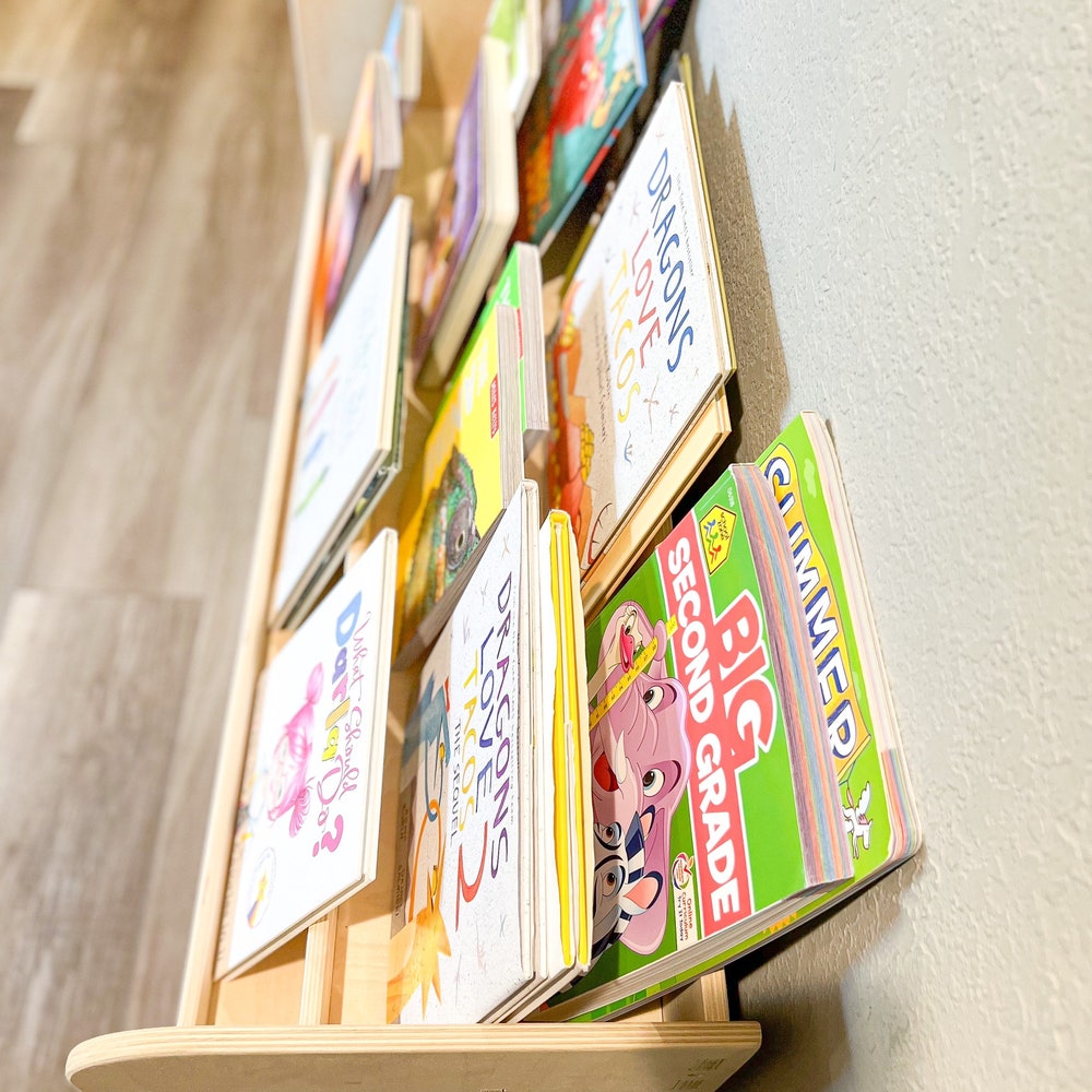 Montessori Bookshelf Toyshelf Combo Montessori Shelf for Toddler Furniture Toy Shelf with Hidden Storage for Playroom FRANK *Large 3 Shelf* - Image 4