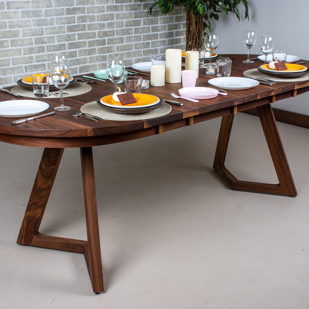 Oval Extendable Dining Table, Small Kitchen Table, Walnut Kitchen Dining Table, Racetrack Oval Dining Extension Table, Expandable Oval Table - Image 2