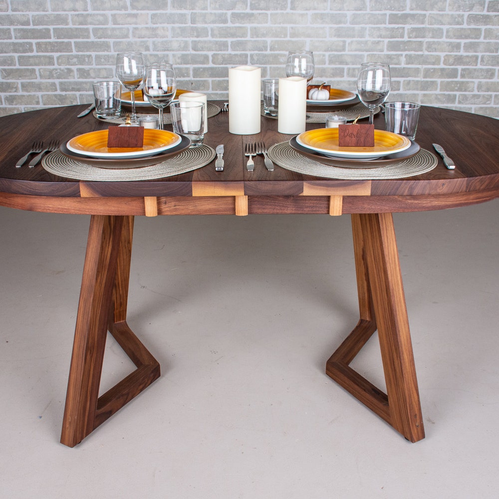 Oval Extendable Dining Table, Small Kitchen Table, Walnut Kitchen Dining Table, Racetrack Oval Dining Extension Table, Expandable Oval Table - Image 4