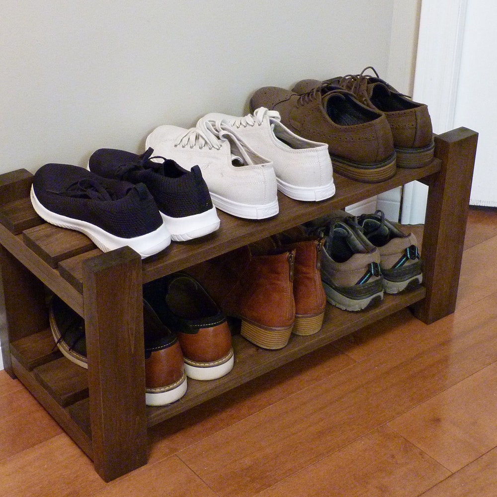Shoe Rack-2 levels / with length options, Shoe Storage, Shoe Organizer, Shoe Cabinet, Shoe Rack Wood