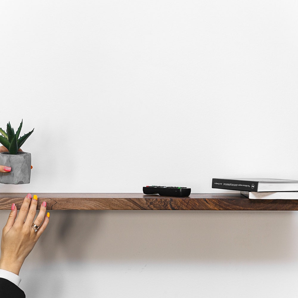 Live Edge Walnut Floating Shelves, Reclaimed Industrial Wooden Floating Shelves, Farmhouse Heavy Duty Floating Shelves, Bathroom Shelf - Image 4
