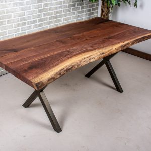 Rustic Table on Steel Legs, Live Edge Walnut Table on Bronze Steel Legs, Natural Edge Dining Table, Rustic Live Edge Kitchen Table