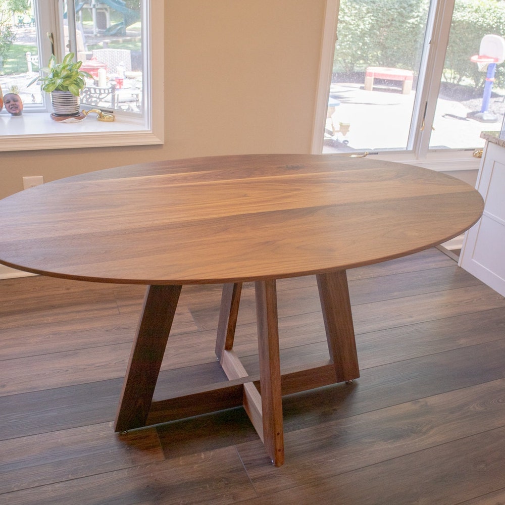 Oval Dining Table, Midcentury Modern Table, Oval Pedestal Table, Wood Table Pedestal Base, Walnut Oval Dining Tables, Dining Table Oval Wood