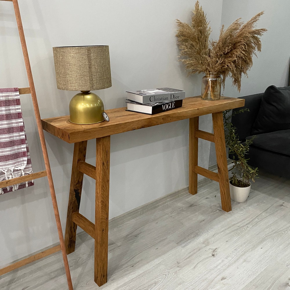 Console Table, Unique Rustic/Reclaimed Wood, Custom Farmhouse Hallway Sofa Entrway Wooden Solid Foyer Dresser Entry Table Gift for Women/Her - Image 9