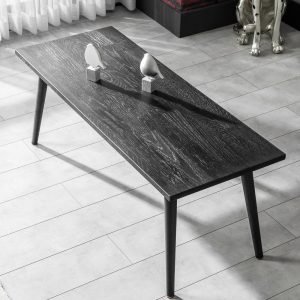 Wooden Coffee Table, Oak Center Table with Black Finish, Minimalist Rectangular Table, Solid Oak Wood Table, Living Room Furniture