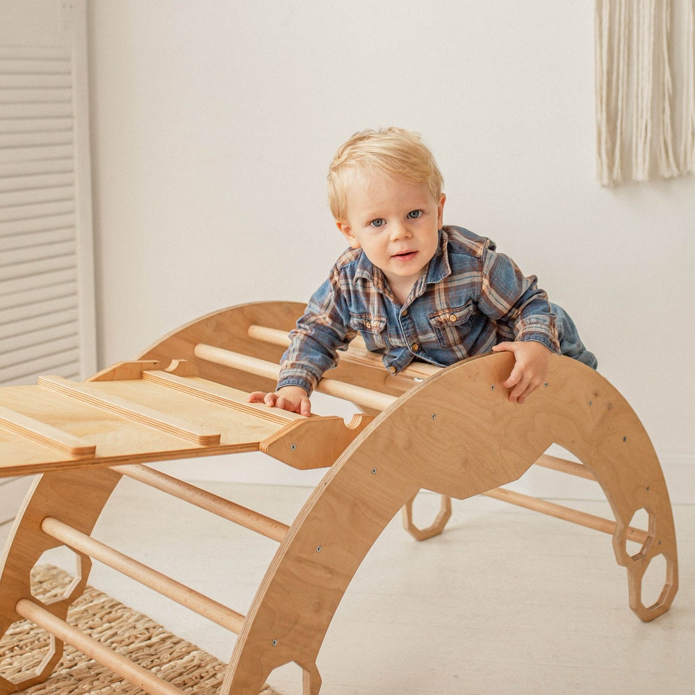 Climbing Arch with Cotton Pillow - Toddler climber, Gift for 1 year old, Montessori furniture, Baby indoor gym, Montessori rocker - Image 6