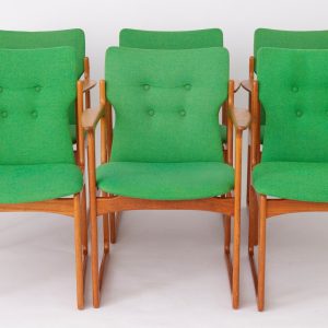 Set of 6 Danish Teak Dining Chairs by Vamdrup Stolefabrik (1960s-70s) – 4 Armchairs + Side Chairs, Original Upholstery