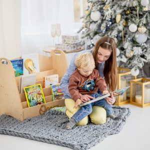 Christmas gift for 2 year old - Montessori bookcase, Toddler Playroom furniture, Nursery bookshelf, Wooden Toy storage, Indoor playground