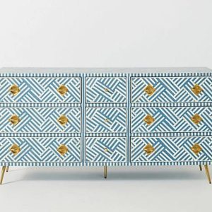 Bone inlay 9 Drawer Dresser, Bone Inlay Sideboard,Bone Inlay Moroccan Chest of 9 Drawer,Bone Inlay Furniture,Bone inlay Buffet,Large Dresser