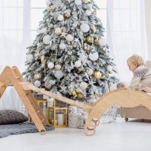Christmas Edition - Climbing Set of 3 + Cushion for Arch, Montessori furniture, Toddler Indoor playground, baby swing, gift for 1 year old