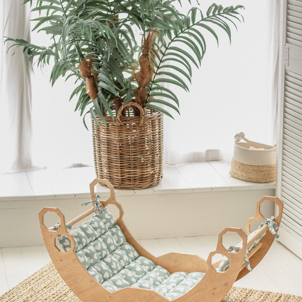 Climbing Arch with Cotton Pillow - Toddler climber, Gift for 1 year old, Montessori furniture, Baby indoor gym, Montessori rocker - Image 11