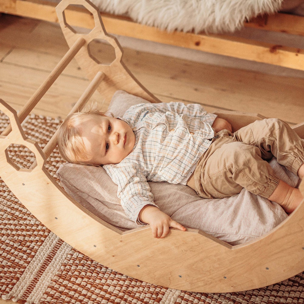 Climbing Arch with Cotton Pillow - Toddler climber, Gift for 1 year old, Montessori furniture, Baby indoor gym, Montessori rocker - Image 8
