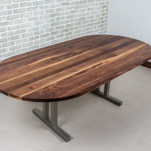 Mid Century Table, Walnut Oval Dining Table on Nickel Legs, Modern Wood Table, Modern Oval Dining Table, Oval Kitchen Dining Table