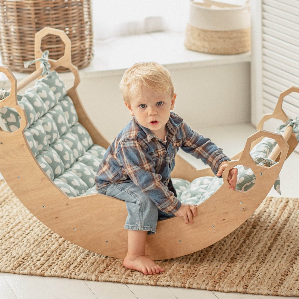 Climbing Arch with Cotton Pillow - Toddler climber, Gift for 1 year old, Montessori furniture, Baby indoor gym, Montessori rocker - Image 3