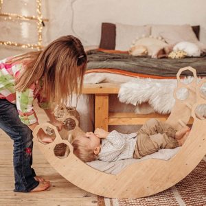 Climbing Arch with Cotton Pillow - Toddler climber, Gift for 1 year old, Montessori furniture, Baby indoor gym, Montessori rocker