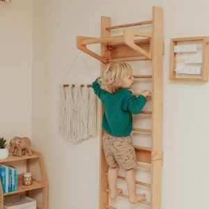 il_1000x1000.4370521192_pttv.jpg Climbing Wall for Toddler Indoor playground, Nursery kids gym, Montessori furniture, Wooden Swedish Ladder, Balancing toy, Climber and slide