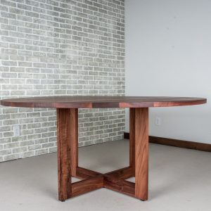 Modern Walnut Table, Round Dining Table in Spiced Walnut on Pedestal Base, Round Walnut Table for Kitchen or Dining Room, Wood Circle Table