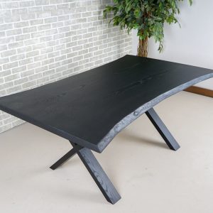 Custom Dining Table, Bookmatch Live Edge Table with Black Finish, Natural Wood Dining Table, Black Live Edge Table, Solid Wood Dining Table