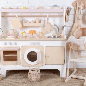 Handcrafed Wooden Play Kitchen | White and Pink | Customizable | Play Area Pretend Play Toys