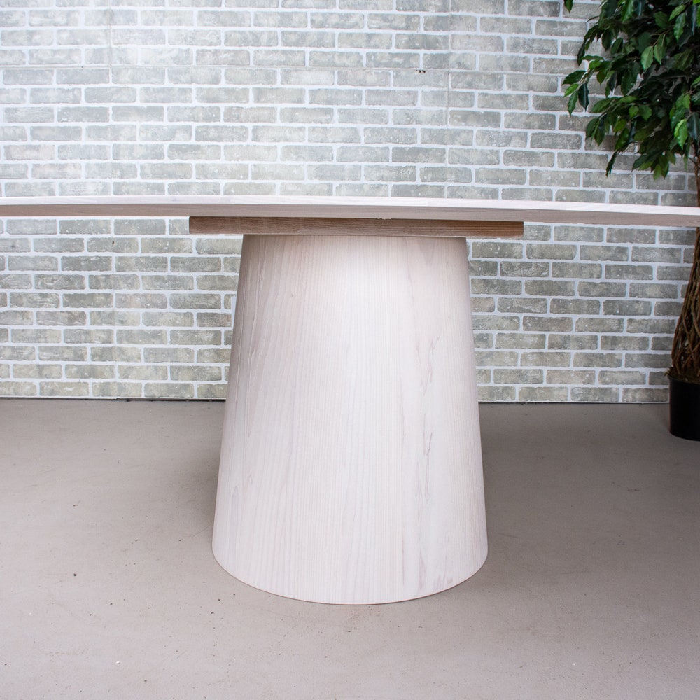 Custom Oval Pedestal Tables, White Dining Table with Wood Pedestal Base, Wood Oval Dining Table, Modern White Dining Table, Oval Wood Table - Image 4