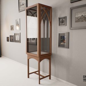 Glass cabinet for works of Art Glass doors carrara marble & American Walnut Your unic glass display case