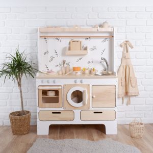 The biggest play kitchen for 10 year olds | Handmade Customizable Wooden Play Kitchen for 10 Year Old Kids | White and Pink