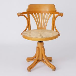 Vintage Swivel Desk Chair – Likely Thonet, Renewed Seat Weaving, Adjustable Height, Good Condition