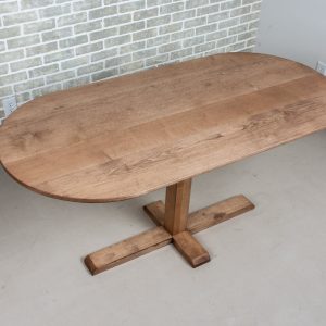 Maple Table Top on Wood Pedestal Table Base, Wood Oval Table on Pedestal Base for Kitchen or Dining Room, Pedestal Dining Tables