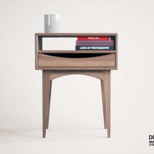 Mid Century Wooden Nighstand with Drawer made from American Walnut, Solid Walnut Nightstand, Solid Walnut Oak Bedside Table with Shelf