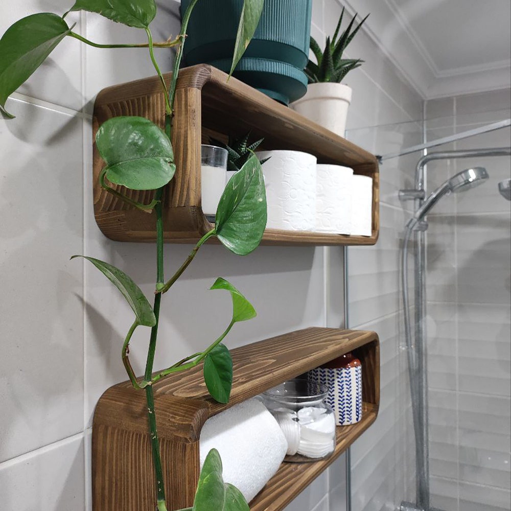 Free shipping Floating Wooden Box Rack | Bathroom Shelf Organizer | Wall Decor Storage | display shelf - Image 4