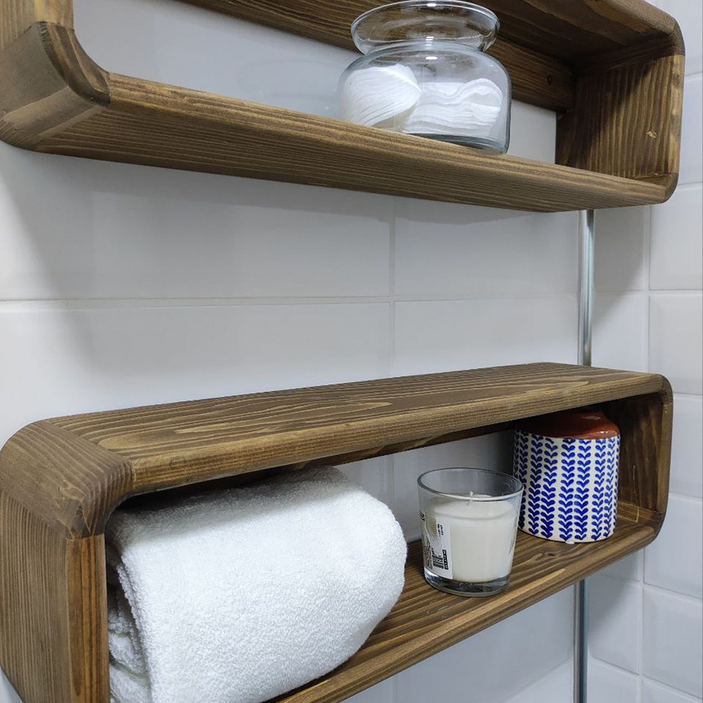 Free shipping Floating Wooden Box Rack | Bathroom Shelf Organizer | Wall Decor Storage | display shelf - Image 5