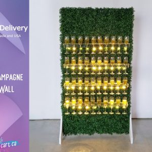 Champagne wall with light | 40 Glasses drink Wall | Wedding decorations | Clear shelf glass holder | treat wall greenery