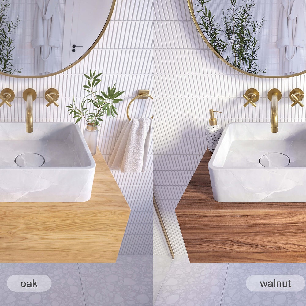 Floating bathroom vanity with drawer / oak, walnut - Image 5