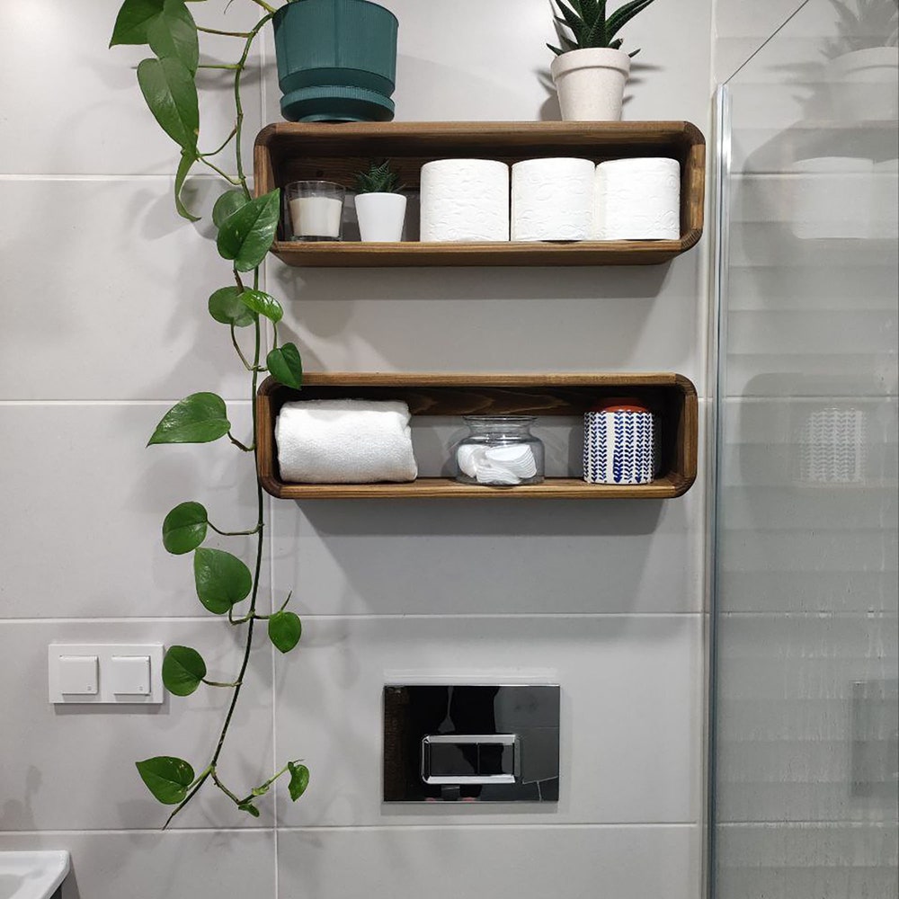 Free shipping Floating Wooden Box Rack | Bathroom Shelf Organizer | Wall Decor Storage | display shelf - Image 6