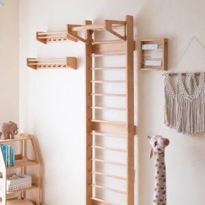 Indoor playground for Toddler room - Climbing wall with Slide, Swedish ladder, 1st birthday boy gift, educational toys, Sprossenwand kinder