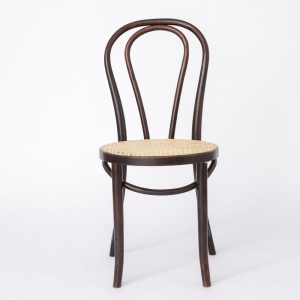 Vintage Bentwood Dining Chair – Dark-Dyed Beech Wood, Renewed Seat Weaving, 1960s-1970s