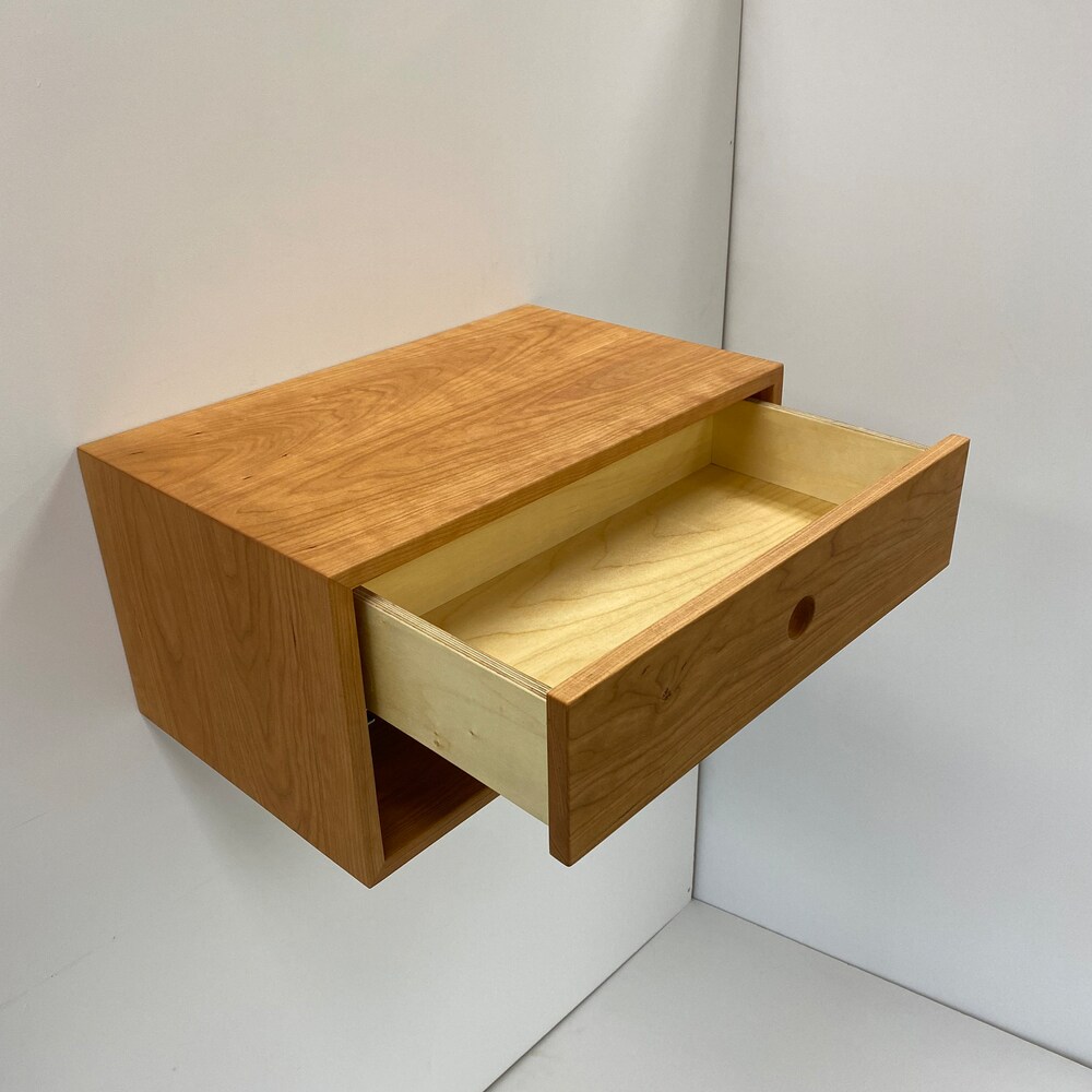 Floating Nightstand with Drawer in Solid Cherry - Image 6