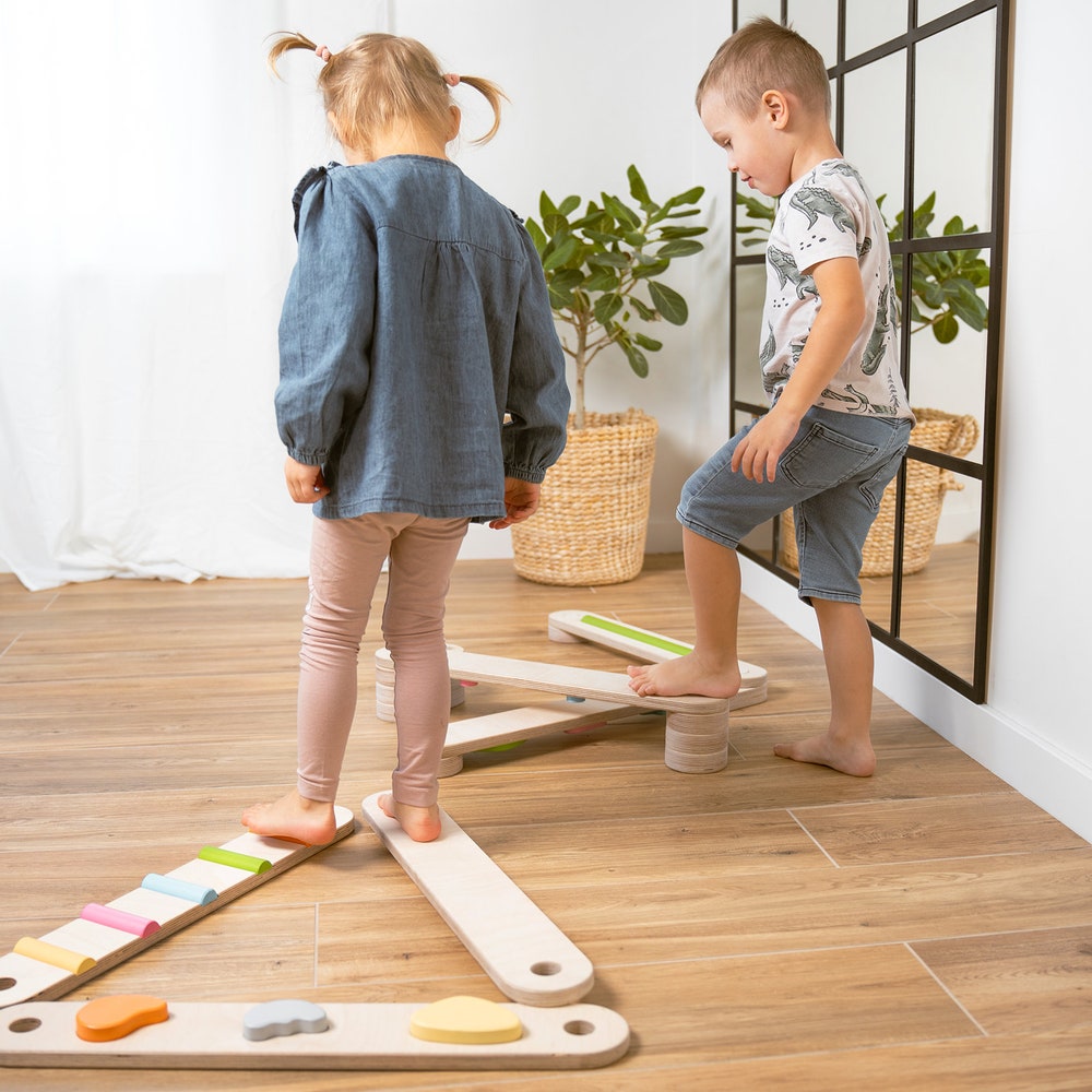 Wooden balance beam set from 6, double-sided balance beams, balance toy, Montessori, balance path, gymnastic beam, kids balance board - Image 5