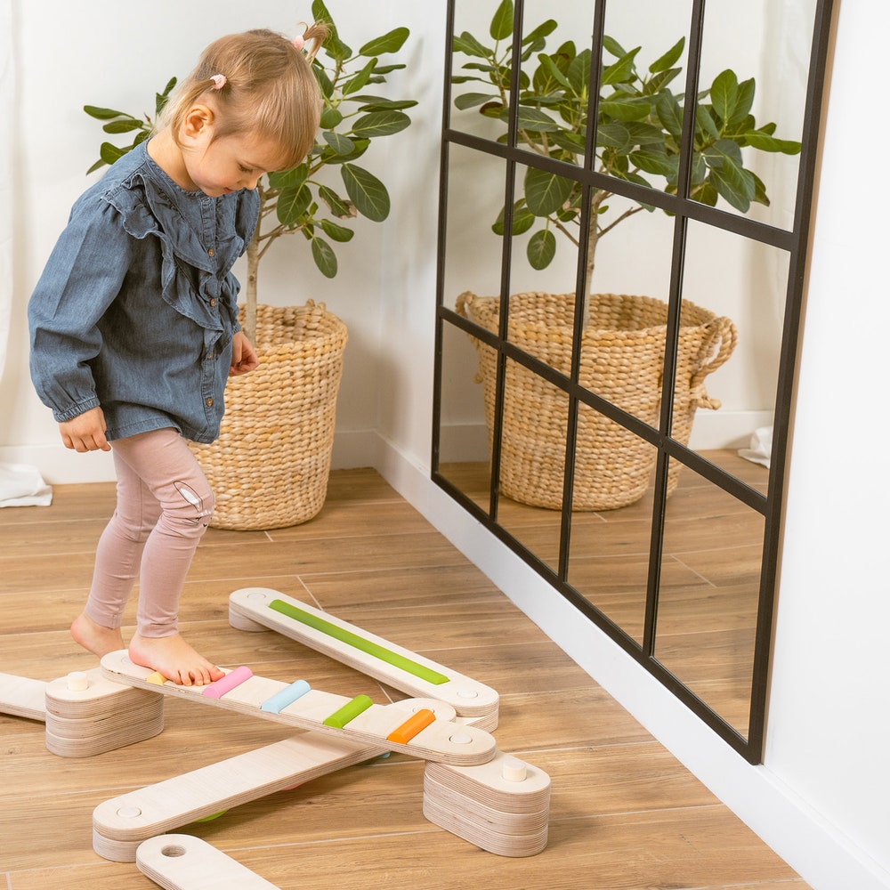 Wooden balance beam set from 6, double-sided balance beams, balance toy, Montessori, balance path, gymnastic beam, kids balance board - Image 3