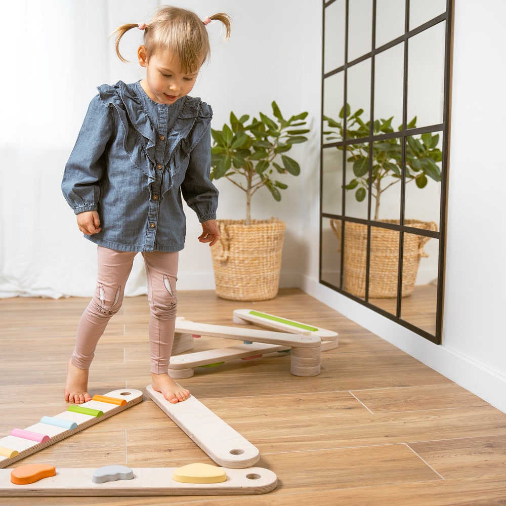 Wooden Balance Beam set - 8 beams, Double-sided balance beam, Balance Toy, Montessori, Balance Path, Gymnastic Beam, balance beam for kids - Image 8