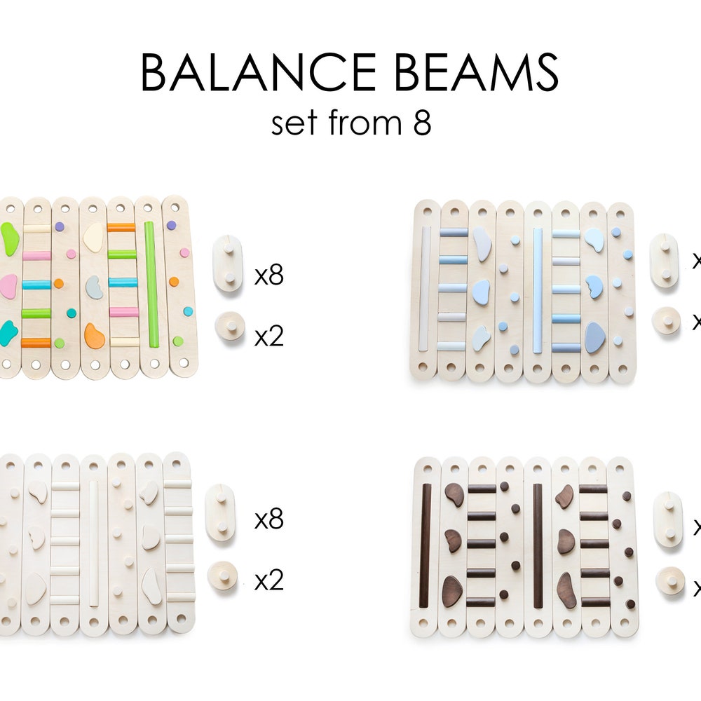 Wooden Balance Beam set - 8 beams, Double-sided balance beam, Balance Toy, Montessori, Balance Path, Gymnastic Beam, balance beam for kids - Image 3