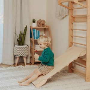 il_1000x1000.4563674738_tnv9.jpg Climbing wall with slide, toddler game room, Montessori furniture, educational toys, indoor playground, swedish ladder, Kids climber gym