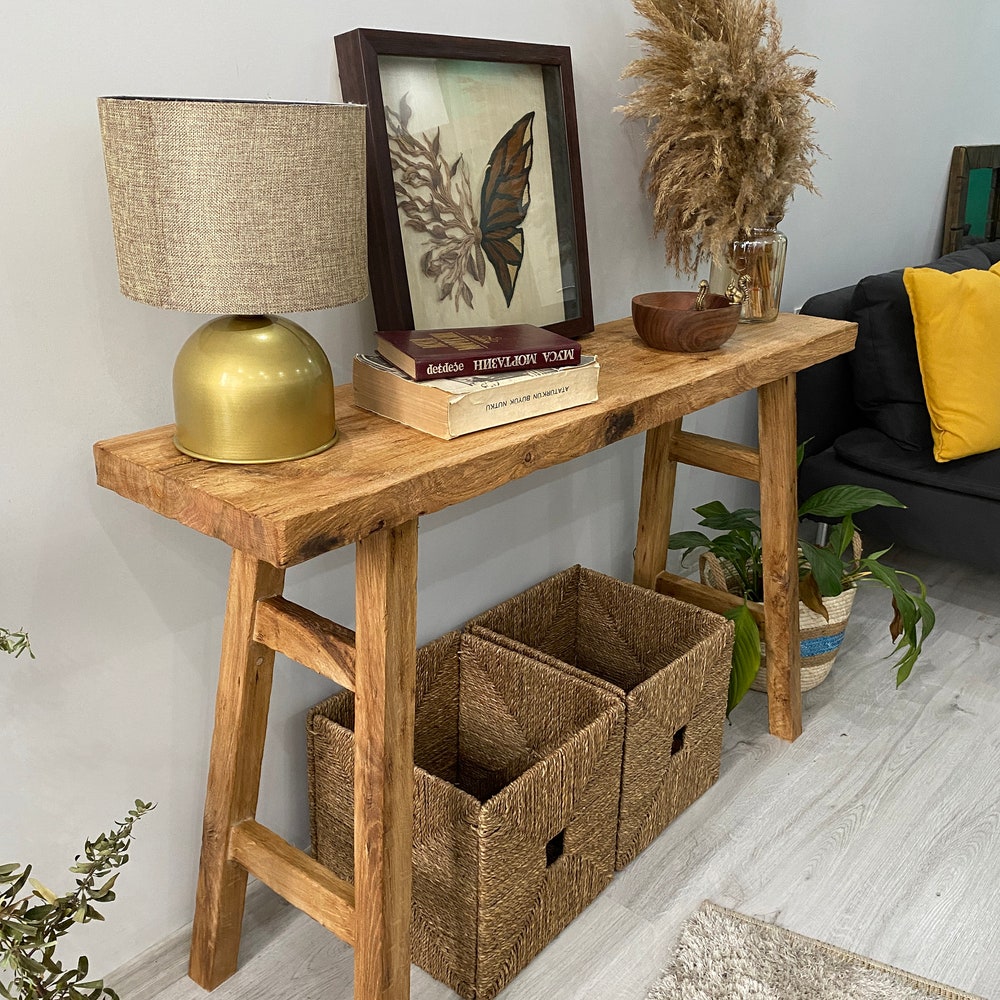 Console Table, Unique Rustic/Reclaimed Wood, Custom Farmhouse Hallway Sofa Entrway Wooden Solid Foyer Dresser Entry Table Gift for Women/Her - Image 7