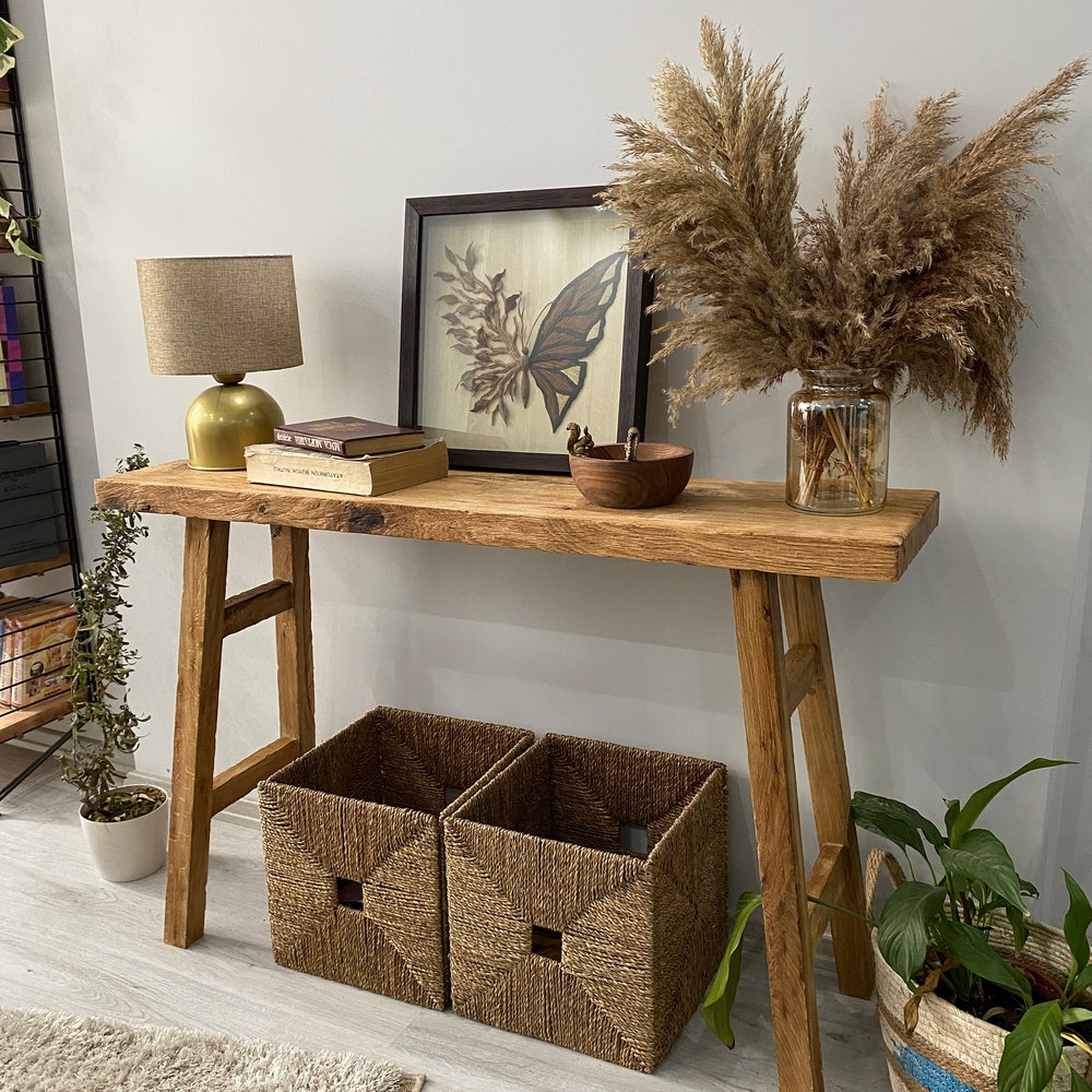 Console Table, Unique Rustic/Reclaimed Wood, Custom Farmhouse Hallway Sofa Entrway Wooden Solid Foyer Dresser Entry Table Gift for Women/Her - Image 5