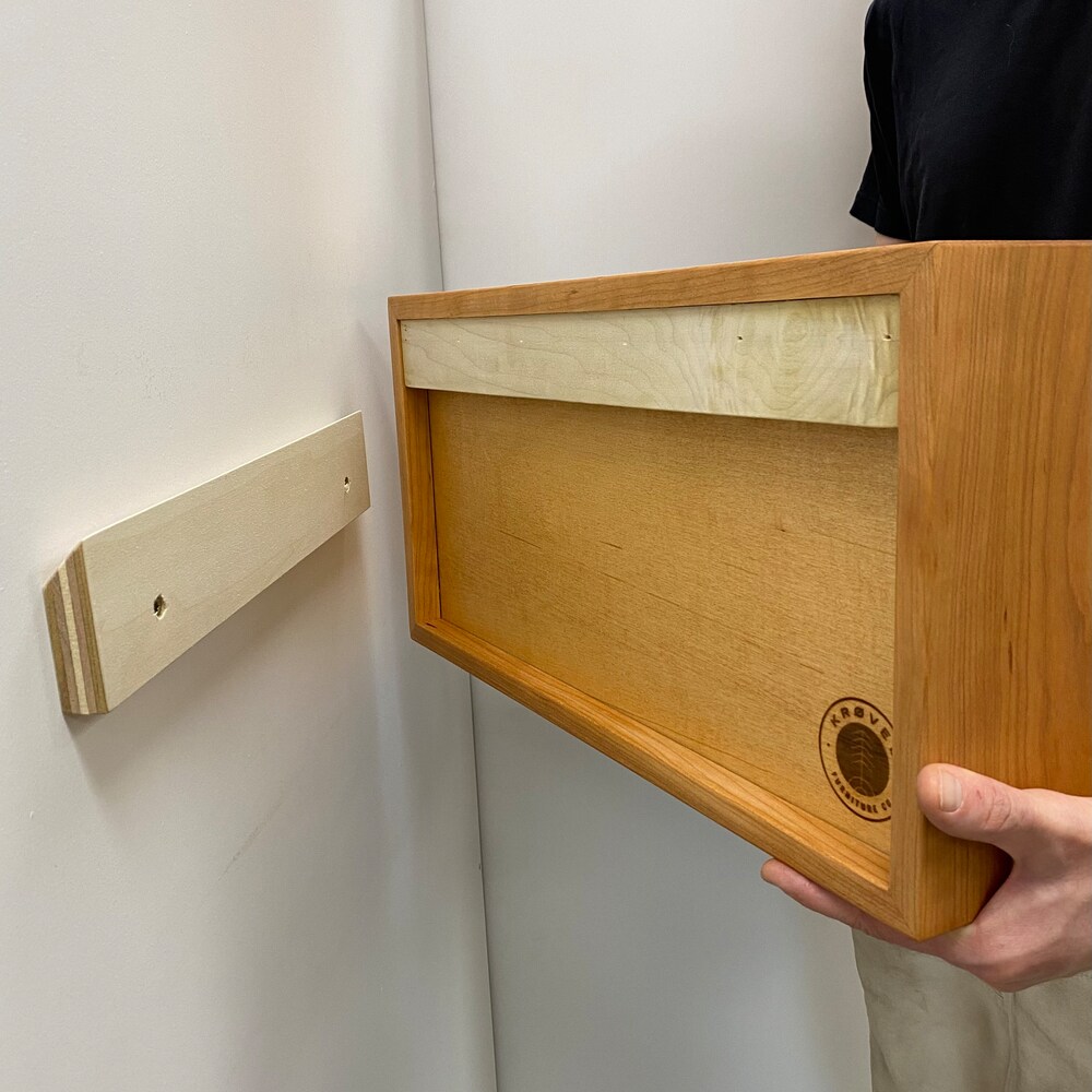 Floating Nightstand with Drawer in Solid Cherry - Image 2