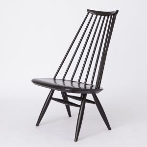 Lounge Chair by Finnish Designer Ilmari Tapiovaara for ASKO - Mademoiselle Model, 1956, Black Lacquered Birch