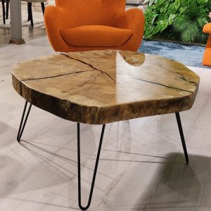 Live Edge Coffee Table, Living Room Wooden Table, Solid Wood Side Table, Living Room Furniture, Modern Round Center Table, Wood Slab Table