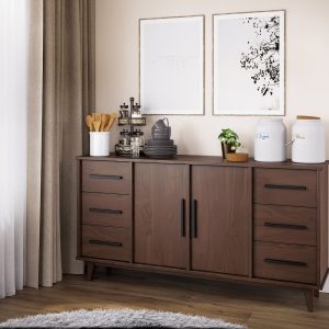 Handcrafted Modern Wooden Dining Room Buffet Table, Handmade Wooden Credenza, Custom Made with Cherry, Maple, White Oak, or Walnut