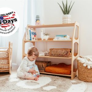 Nursery shelf, Montessori furniture, Toddler toy storage, Regal kinderzimmer, Kids bookshelf, Toy organizer, Playroom furniture and decor